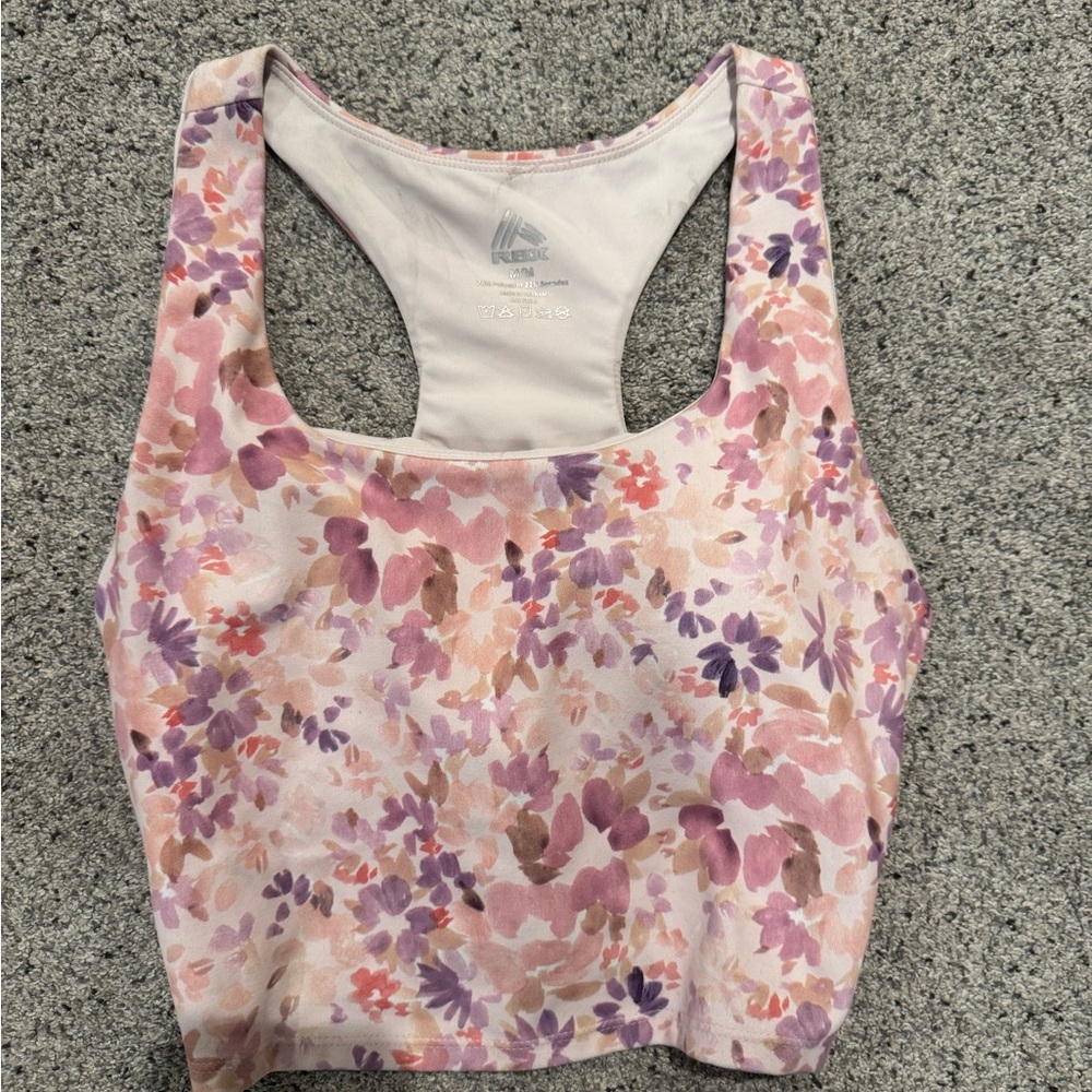 RBX Floral Pink Purple Cropped Sports Tank